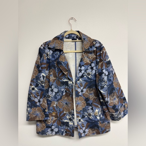 Westbound Jackets & Blazers - Westbound Floral Blazer in Blue and Brown